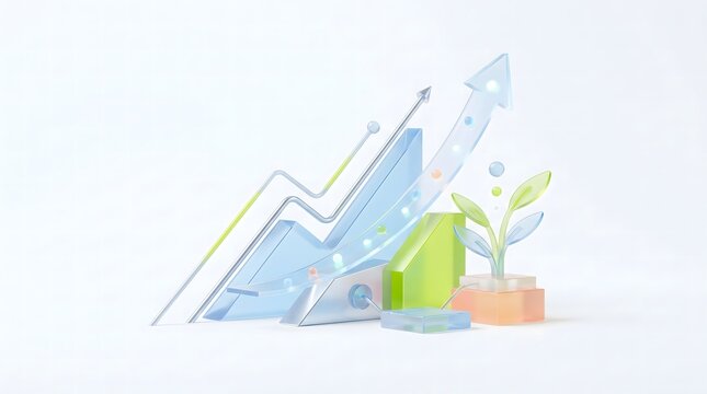 Growth Chart with Plant Illustration isolated on white background 