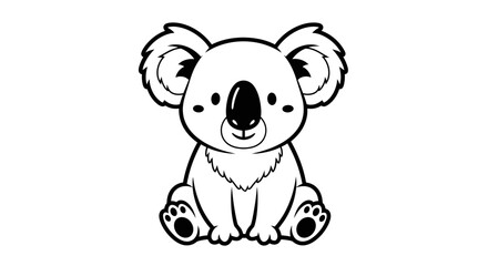 Cute Koala Cartoon Black and White Vector Illustration © JUTHI