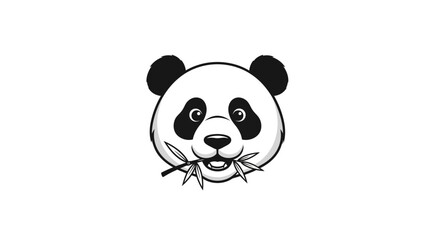 Cute Panda Face Black and White Vector Illustration © JUTHI