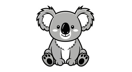 Fototapeta premium Cute Koala Cartoon Black and White Vector Illustration