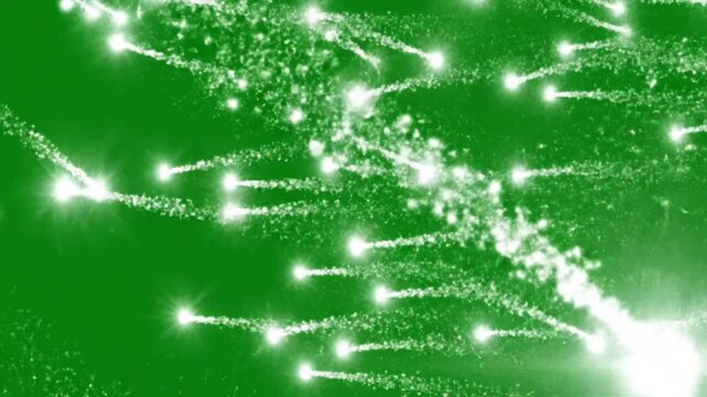 Animation of Glowing Comet or Shooting Star Light Streaks Zooming Across Green Screen