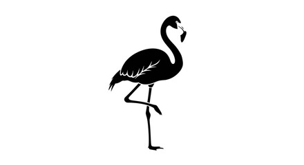 Fototapeta premium Elegant Black Flamingo Silhouette Vector Icon Illustration