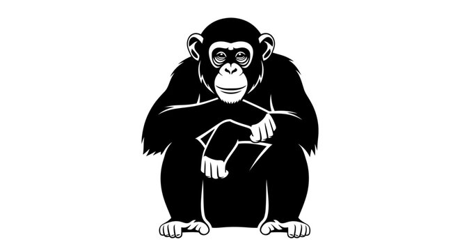 Minimal Black Monkey Silhouette Logo Vector Illustration
