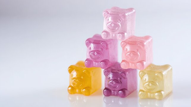 Colorful Bear Shaped Gummies Stacked