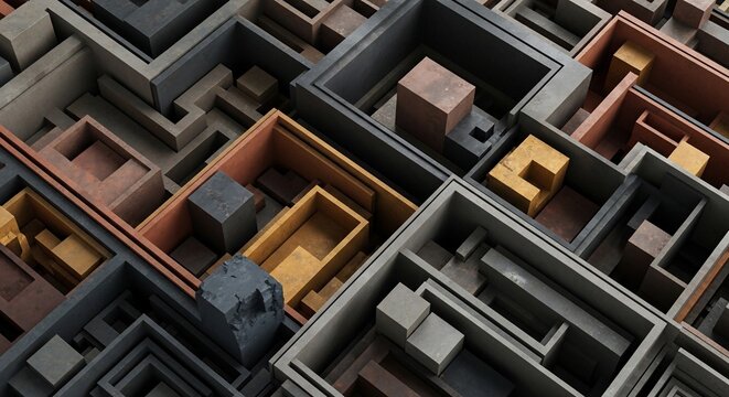 Abstract geometric maze structure