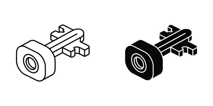 Isometric illustration of two differently colored keys with distinct bow designs
