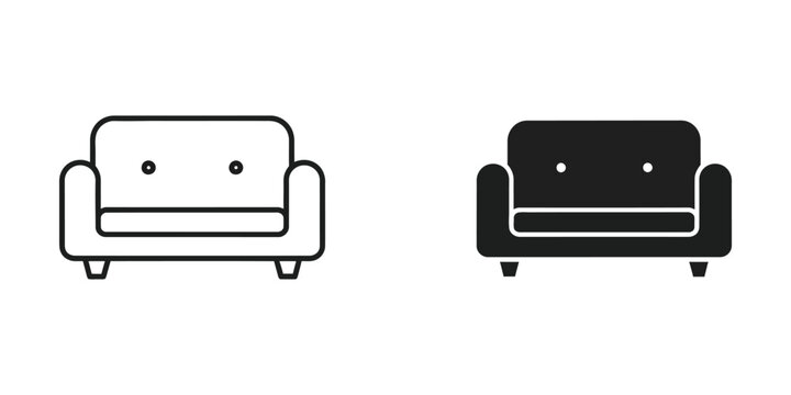 Contrasting styles of two armchairs with different upholstery and color schemes depicted in simple line art