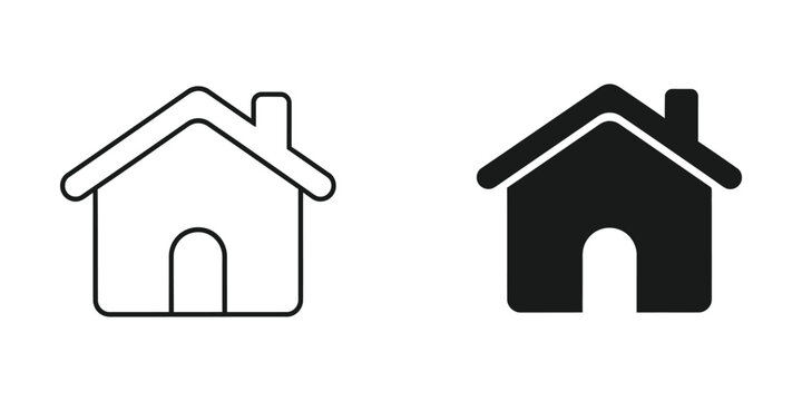 Contrast of simple house icons in different fill styles