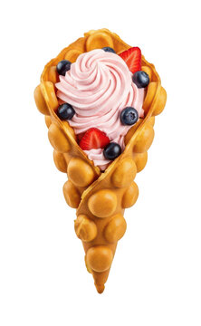 Golden bubble waffle cone png delicious bubble waffle png crispy bubble waffle isolated transparent background image