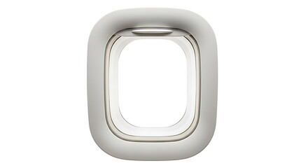 Obraz premium Aircraft window frame with blank interior, isolated on white background