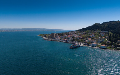 Fototapeta premium Aerial View of Kilitbahir Castle Ottoman Fortress on Dardanelles Strait in Canakkale Turkey