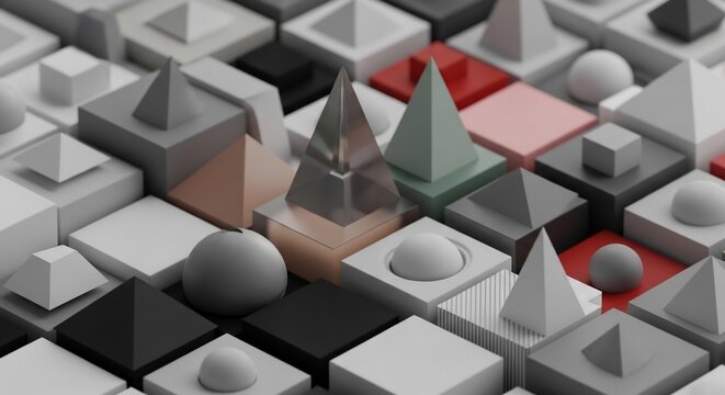 Abstract geometric shapes composition