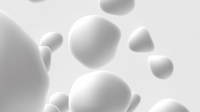 Smooth clean white blob shapes  gently floating upwards. Modern minimalist design. Clean and contemporary motion background.