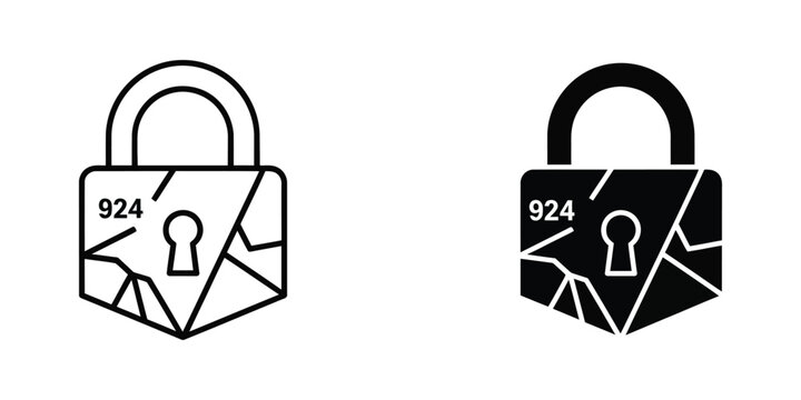 Broken and intact padlock icons with number 924