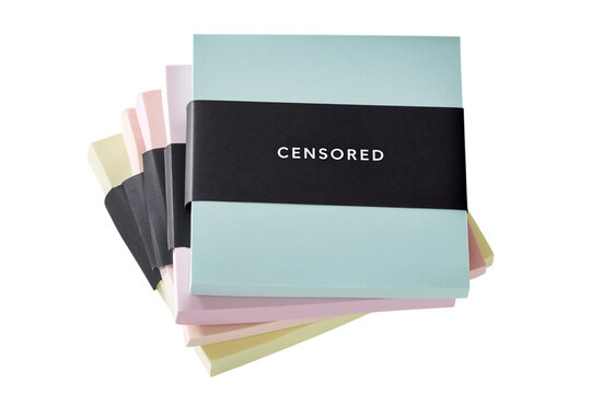 Colorful Stacked Boxes with Censored Label PNG cutout element