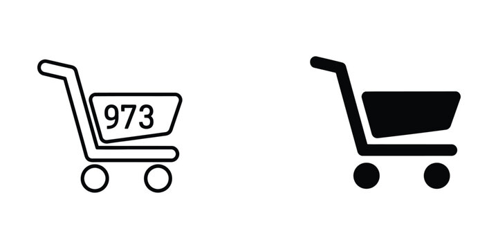 Shopping cart icon with number 973 and empty cart comparison