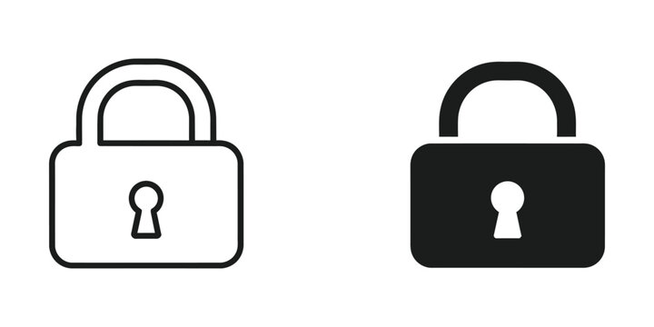 Simple locked padlock icon in black and white