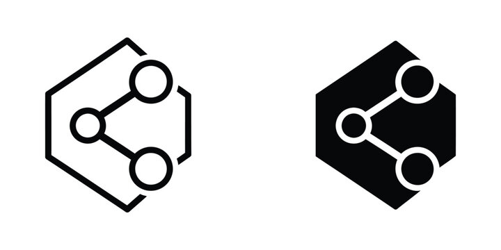 Modern hexagonal network connection icon with nodes