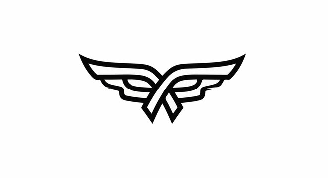 Abstract wings design with flowing lines and sharp angles on white