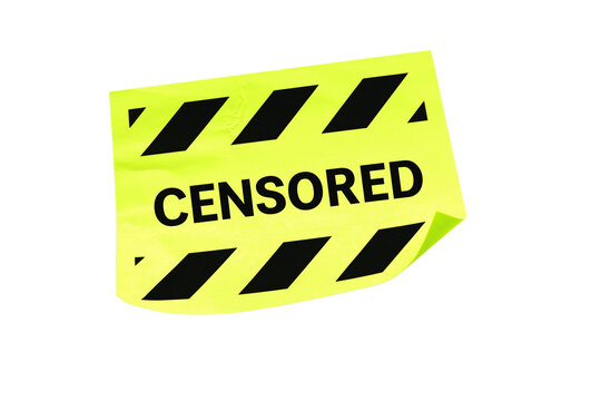 Bright Yellow Censored Sign on White Background PNG cutout element