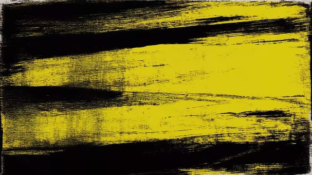 Yellow Black Grunge Brush Stroke Background Animation 4K &mdash; Bold Dark Texture Seamless Loop Motion Graphic