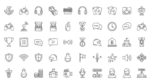Online gaming and streaming icons collection