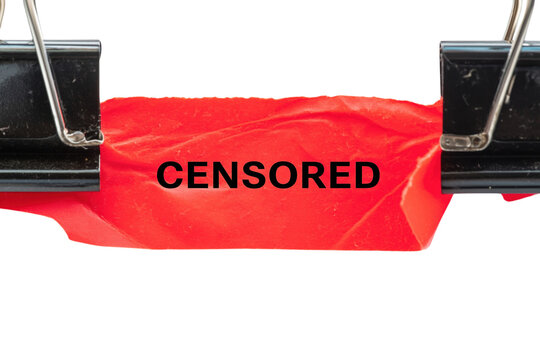Bold Red Censorship Banner with Clips PNG cutout element