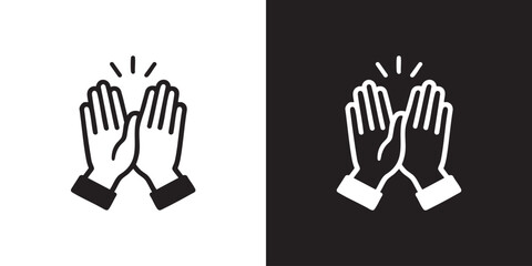 Obraz premium Minimalist High Five Icon with Stylized Hands and Celebration Lines in Black and White