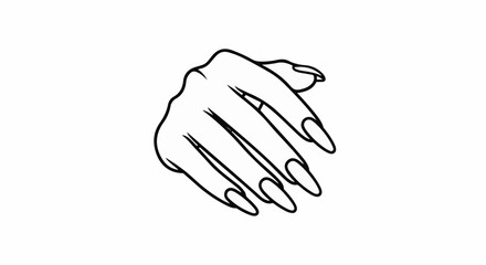 Obraz premium Stylized line art of a female hand with long, pointed fingernails