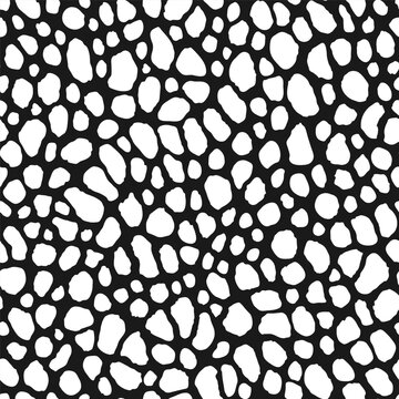 Giraffe skin seamless pattern, black and white repetitive background