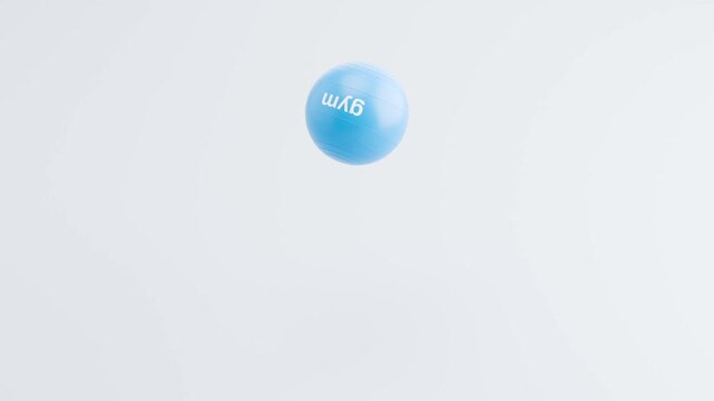 Fitness Ball Bouncing on Gray Background, Seamless Loop 3D Animation