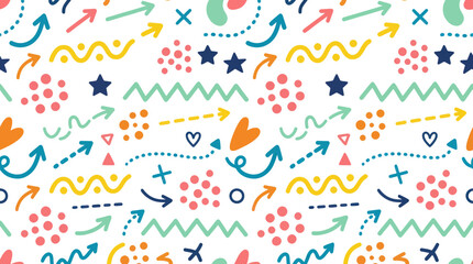 Obraz premium Playful Hand-Drawn Doodle Pattern Background - Colorful Vector Abstract Design