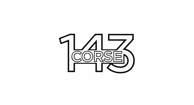 Stylized numbers "143" with "CORSE" text inside