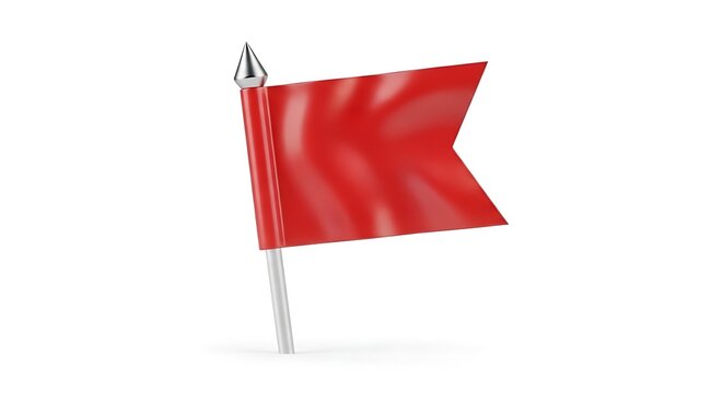 Red flag waving on metal pole
