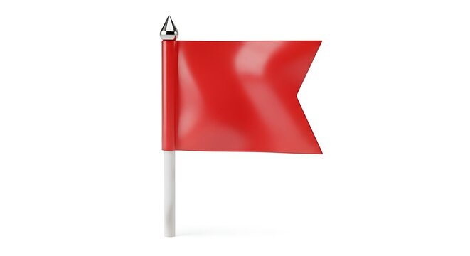 Red triangular warning flag waving