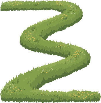 Need Create Zik Zak Grass path isolated on no background