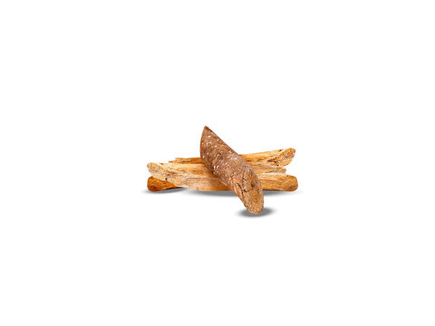 Oroxylum indicum or Midnight horror dried barks isolated on a white background
