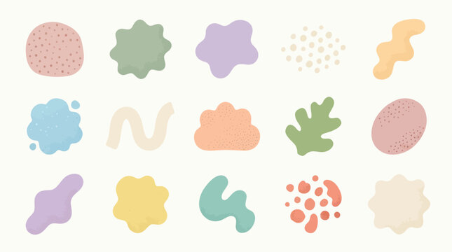 Abstract Organic Shapes, Blobs, And Dots In Pastel Colors Vector