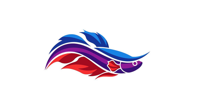 Vibrant Betta Fish Logo Design, Siamese Fighting Fish Icon, Aquatic Animal Art
