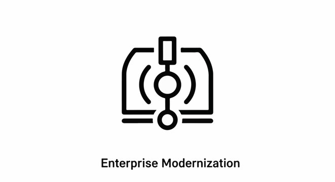 A black and white line art icon depicting a central node connecting to two outer nodes within an enclosure