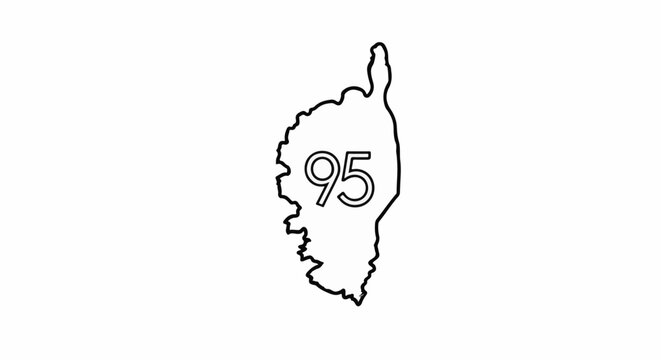 Outline of an island map with the number 95 inside