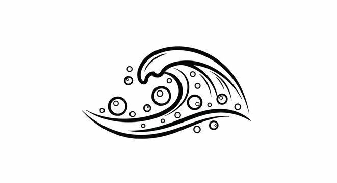 Stylized black wave with circles on a white background, graphic