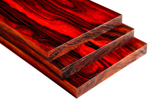 vibrant red rosewood timber planks stacked arranged isolated on transparent background PNG element