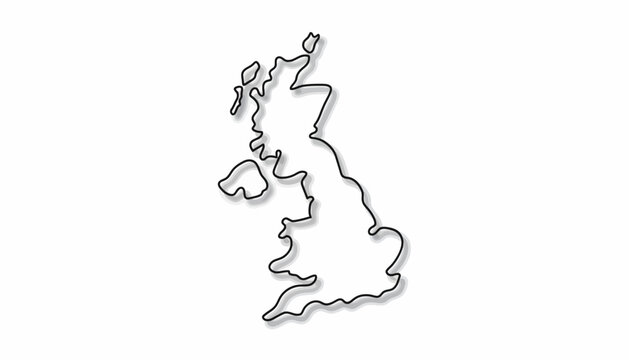 United Kingdom, UK map outline, vector illustration, black and white, minimalist design
