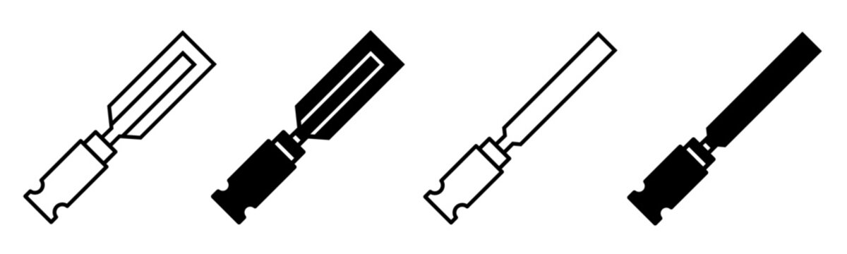 Silhouette of chisel icon illustration on white background. Chisel icon set for business. Stock vector.	