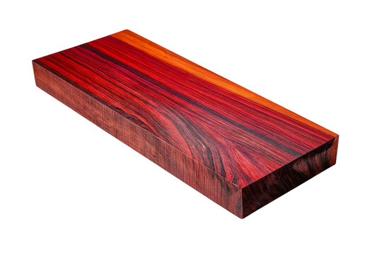Red Rosewood Wood Block Isolated on Transparent Background PNG Element