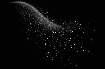 Fototapeta premium White Glowing Particle Light Trail Overlay with Soft Sparkle Dust Wave Effect Transparent Background for Abstract Design, Elegant Motion Glow and Energy Flow Element