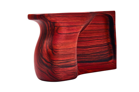 Detailed Red Rosewood Carved Wood Panel Design Isolated on Transparent Background PNG Element