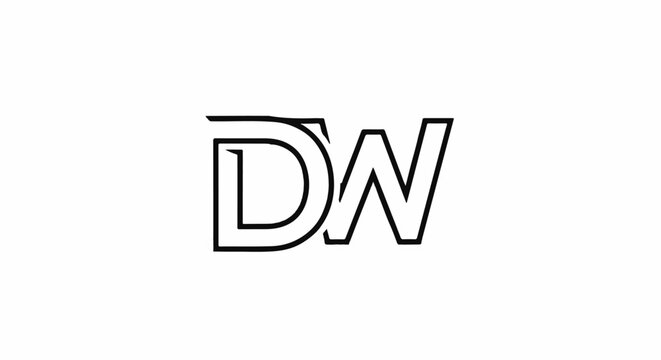 Stylized outline letters 'D' and 'W' create a modern minimalist graphic logo