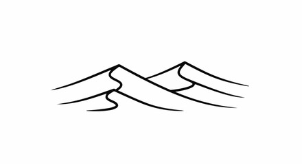 Obraz premium Stylized black ink depiction of rolling sand dunes against a white background